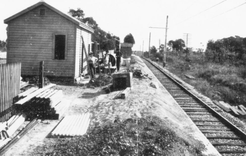 Work continues on building the first Ringwood East Station in 1925