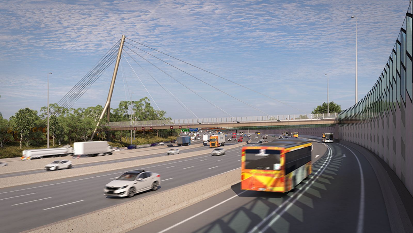 Render showing busway Eastern Freeway upgrades