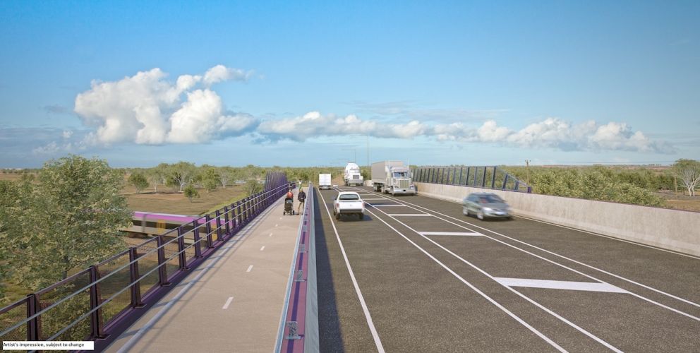 Hopkins Road bridge, looking north on the bridge. Artist impression, subject to change