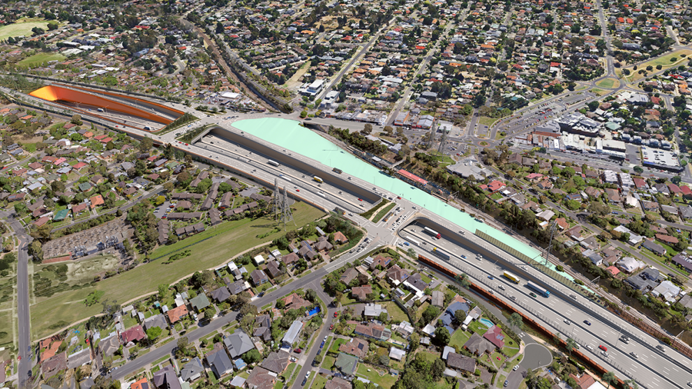 Watsonia Road and Elder Street landscaped bridges and space reserved for upgrades to Watsonia Station car park, Watsonia 