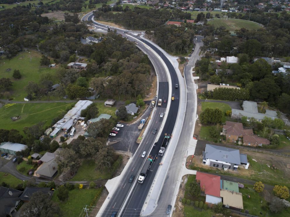 Yan Yean Road Stage 1 completed imagery