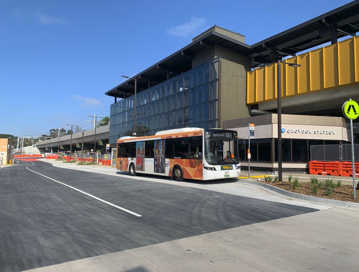 Bus at the new Croydon Station bus interchange