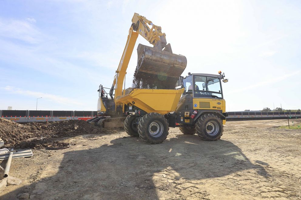 Earthworks in progress to widen the citybound entry ramp