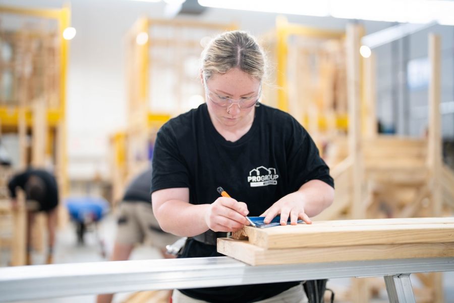 Carpentry student Alannah Lendrum at work on restoring the former station to its former glory