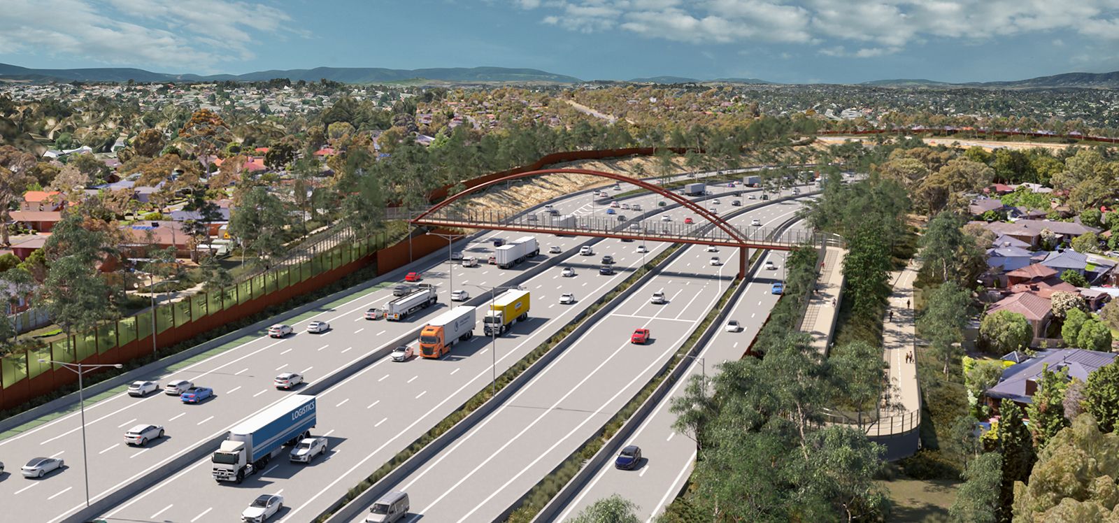 Artist’s impression of Macorna Street walking and cycling bridge, Watsonia North