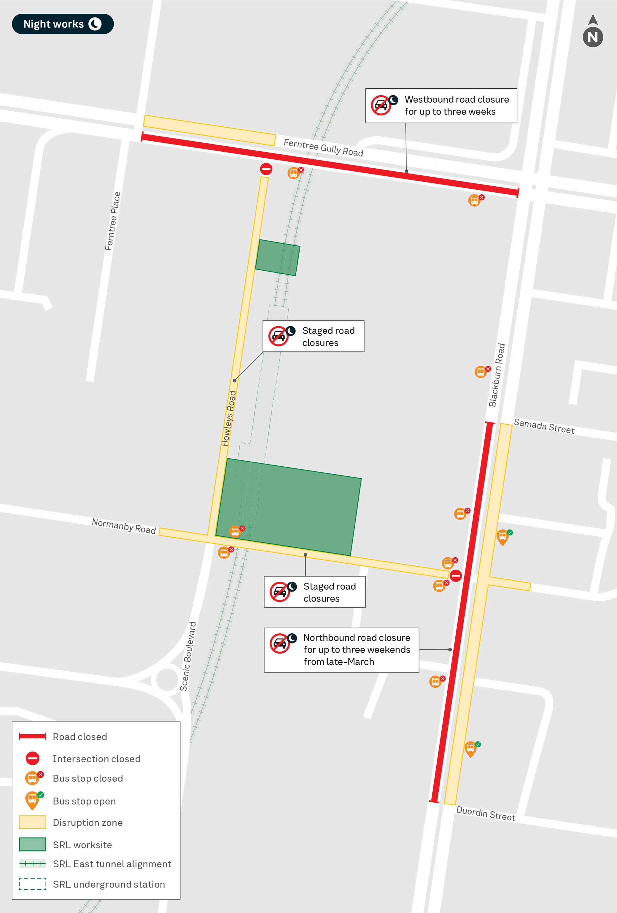 Works happing in Monash and Notting Hill during March