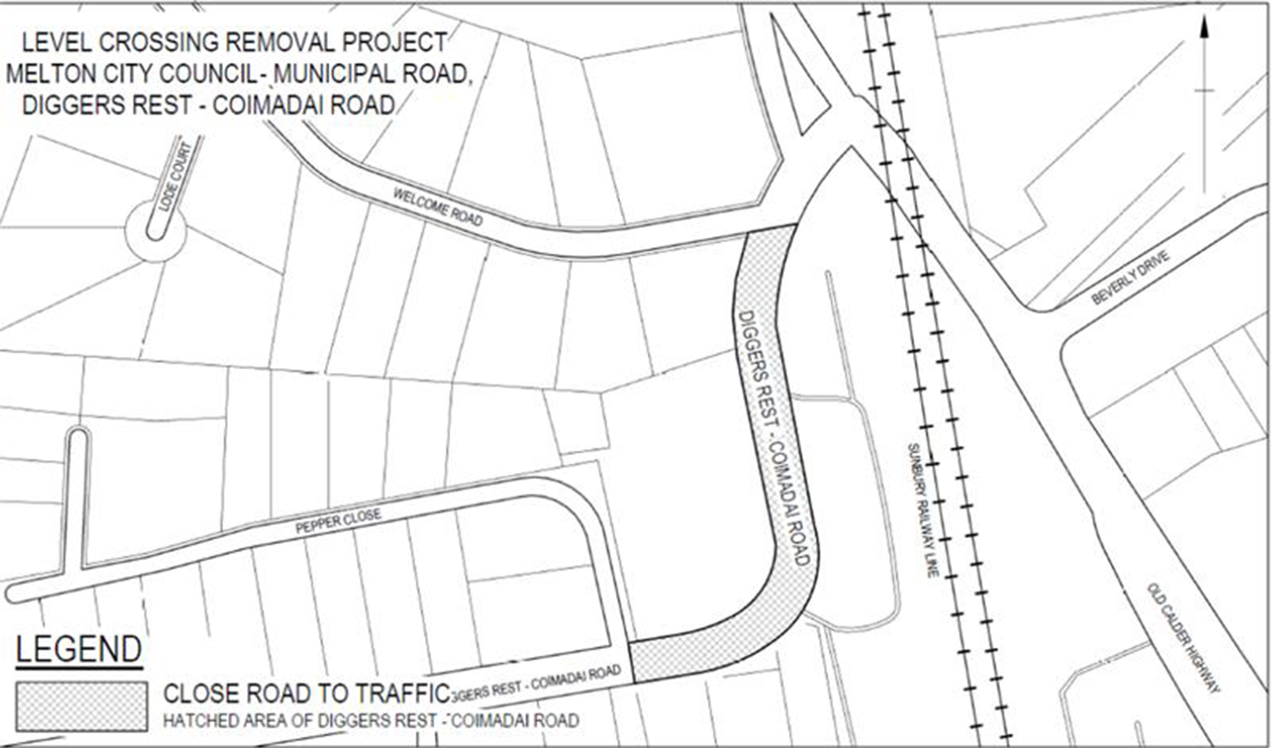 Map showing closure of Diggers Rest-Coimadai Road