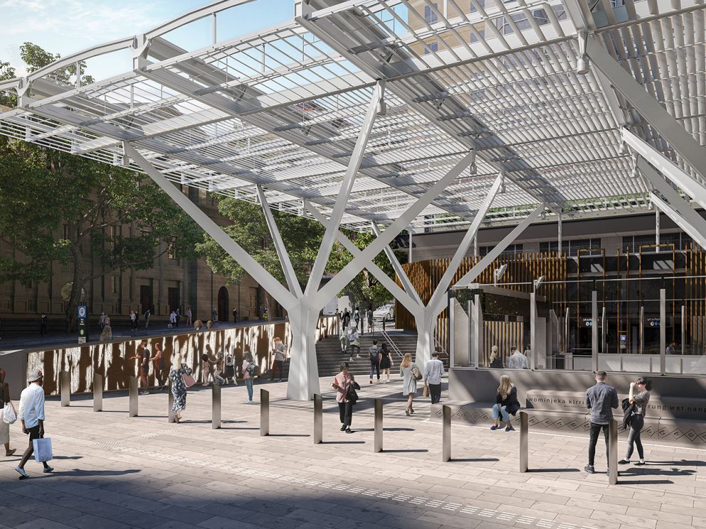 Artist impression of the City Square entrance to Town Hall Station