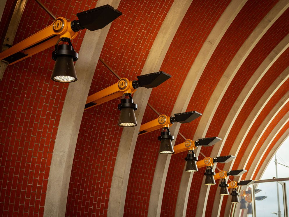 Arden Station's brick arches and lighting fixtures