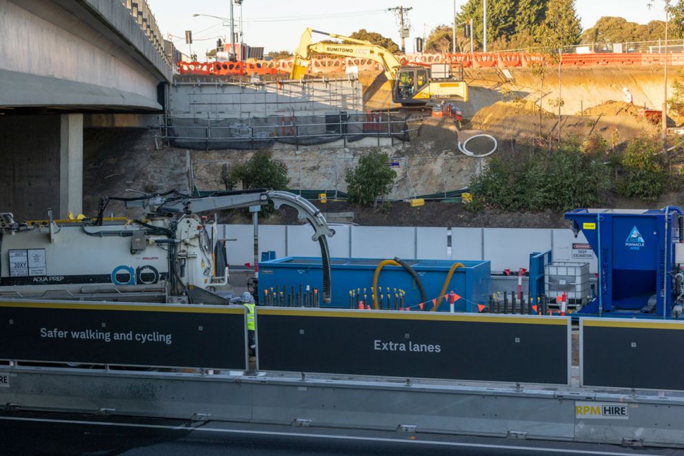 Vacuum excavation truck working on the Princes Freeway