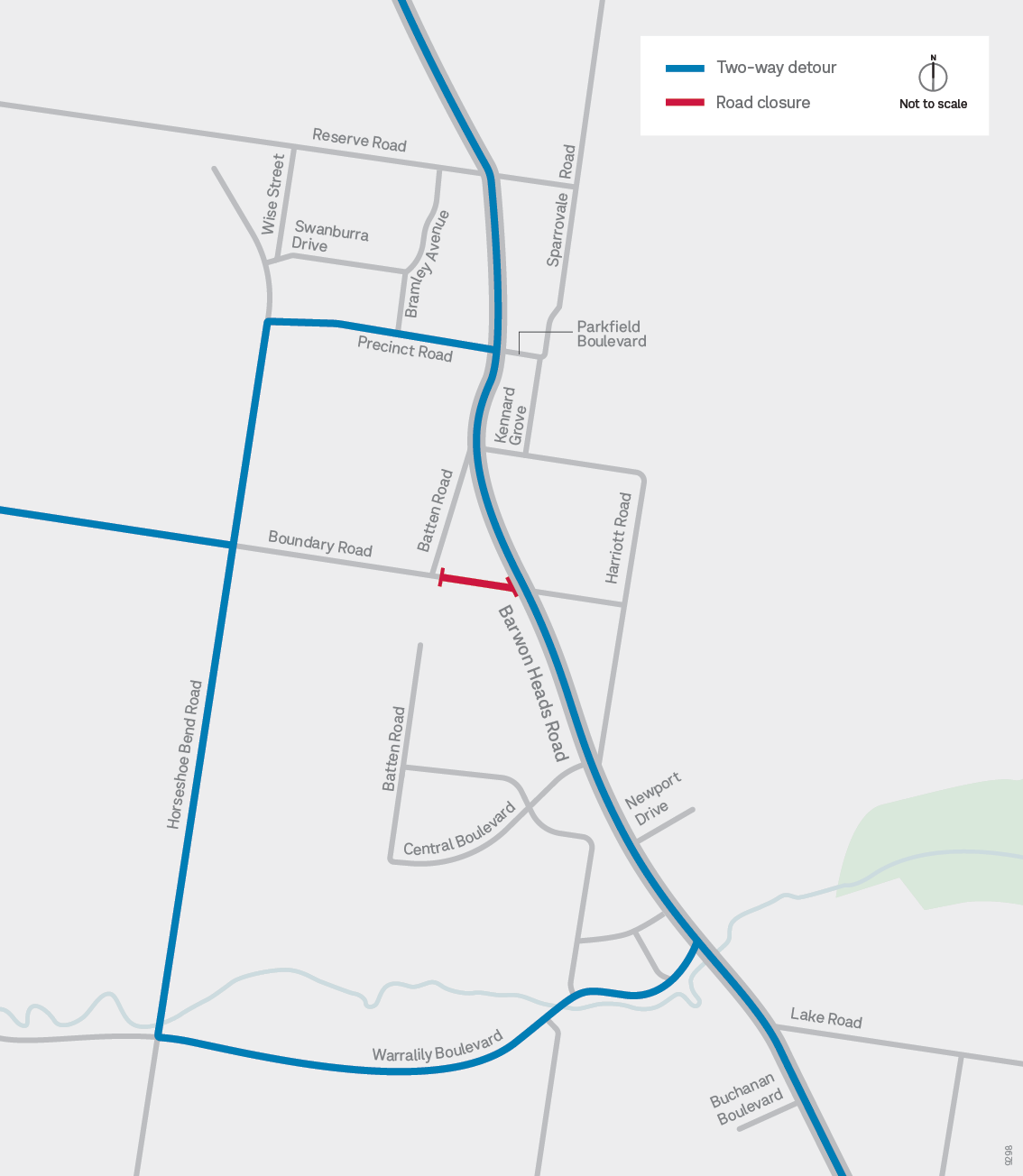 Boundary Rd West Closure Detour Map