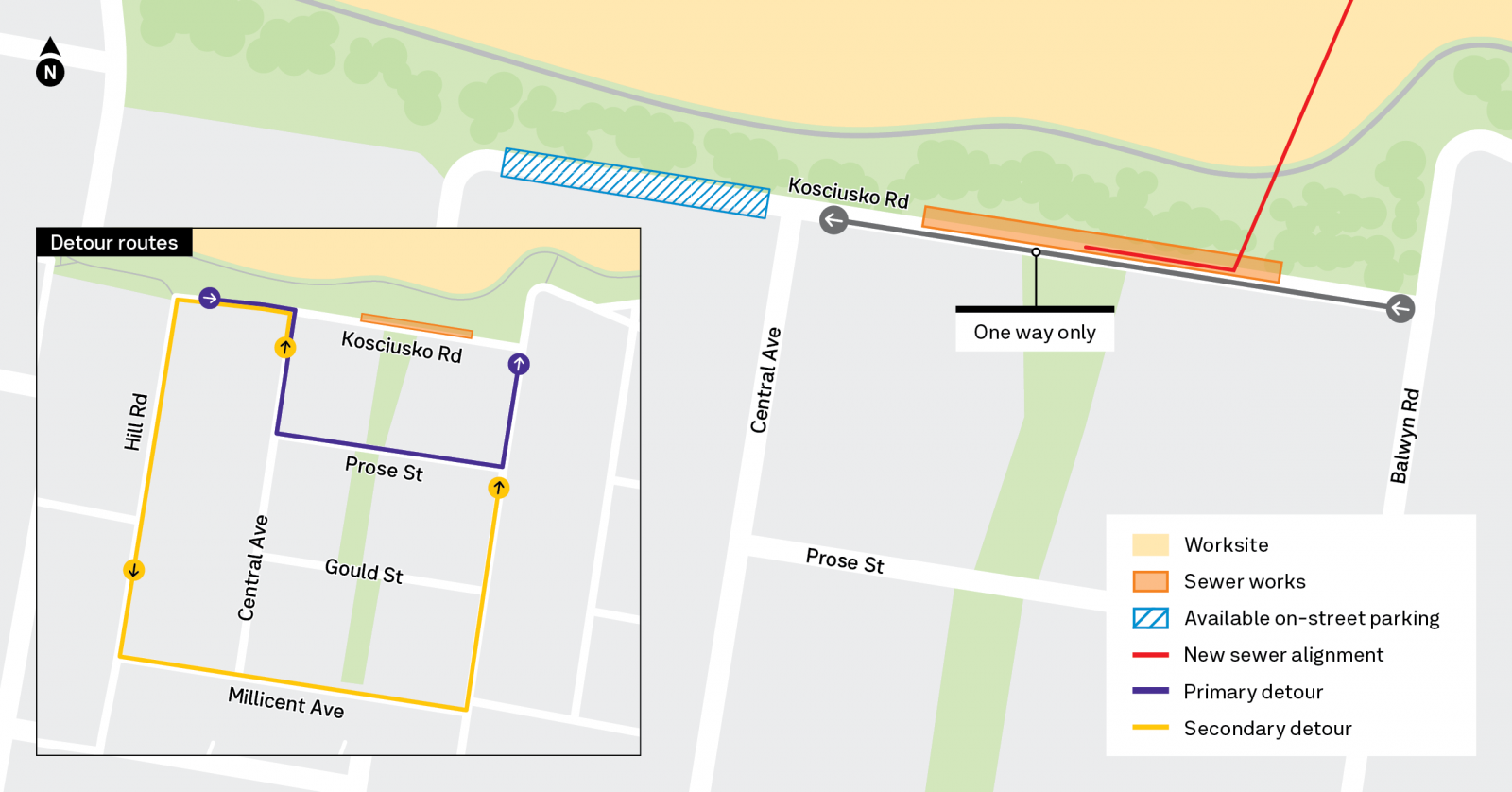 Kosciusko_Road_Sewer_Works map