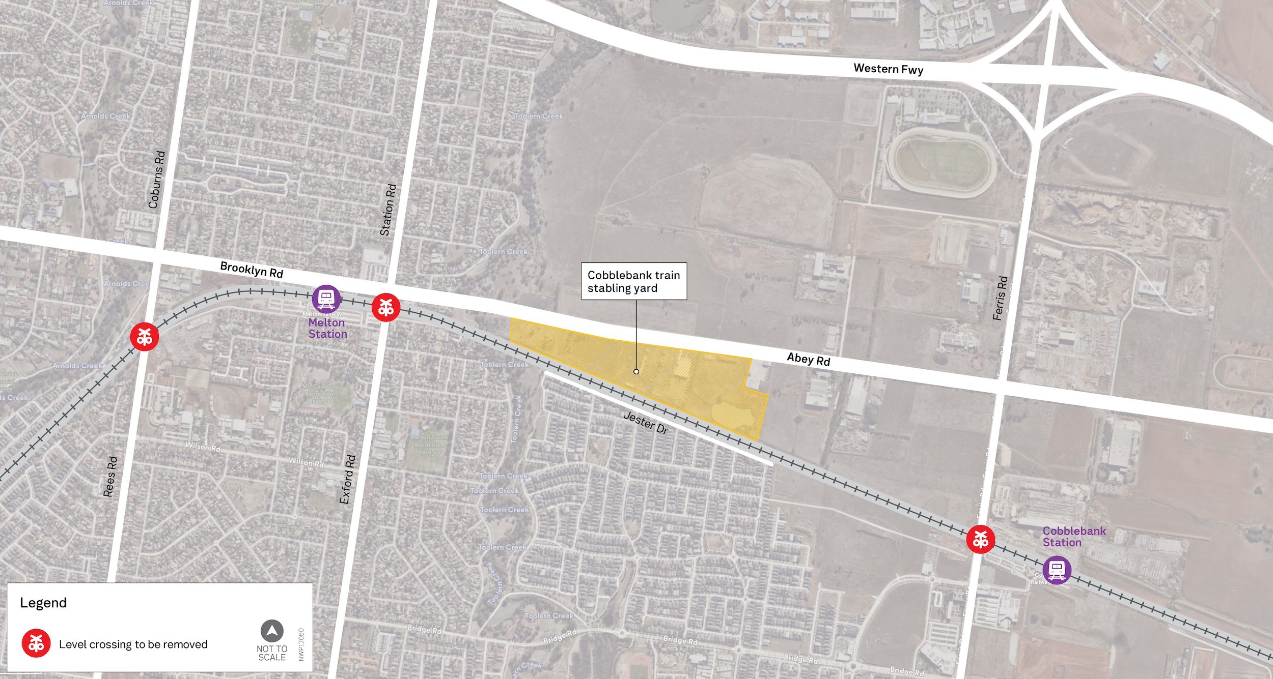 Map showing location of new stabling yard between Exford Road and Ferris Road