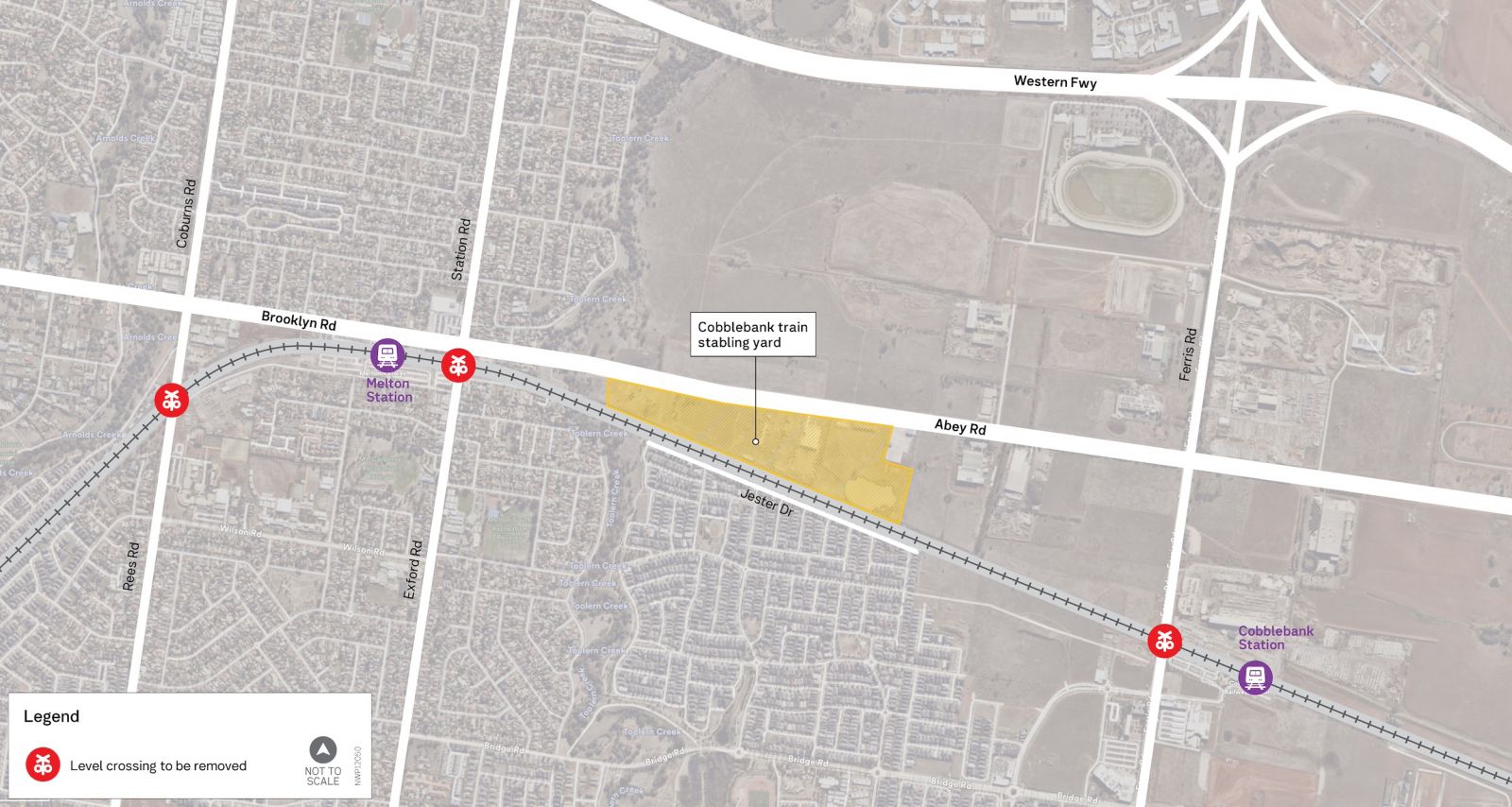 Map showing location of new stabling yard between Exford Road and Ferris Road