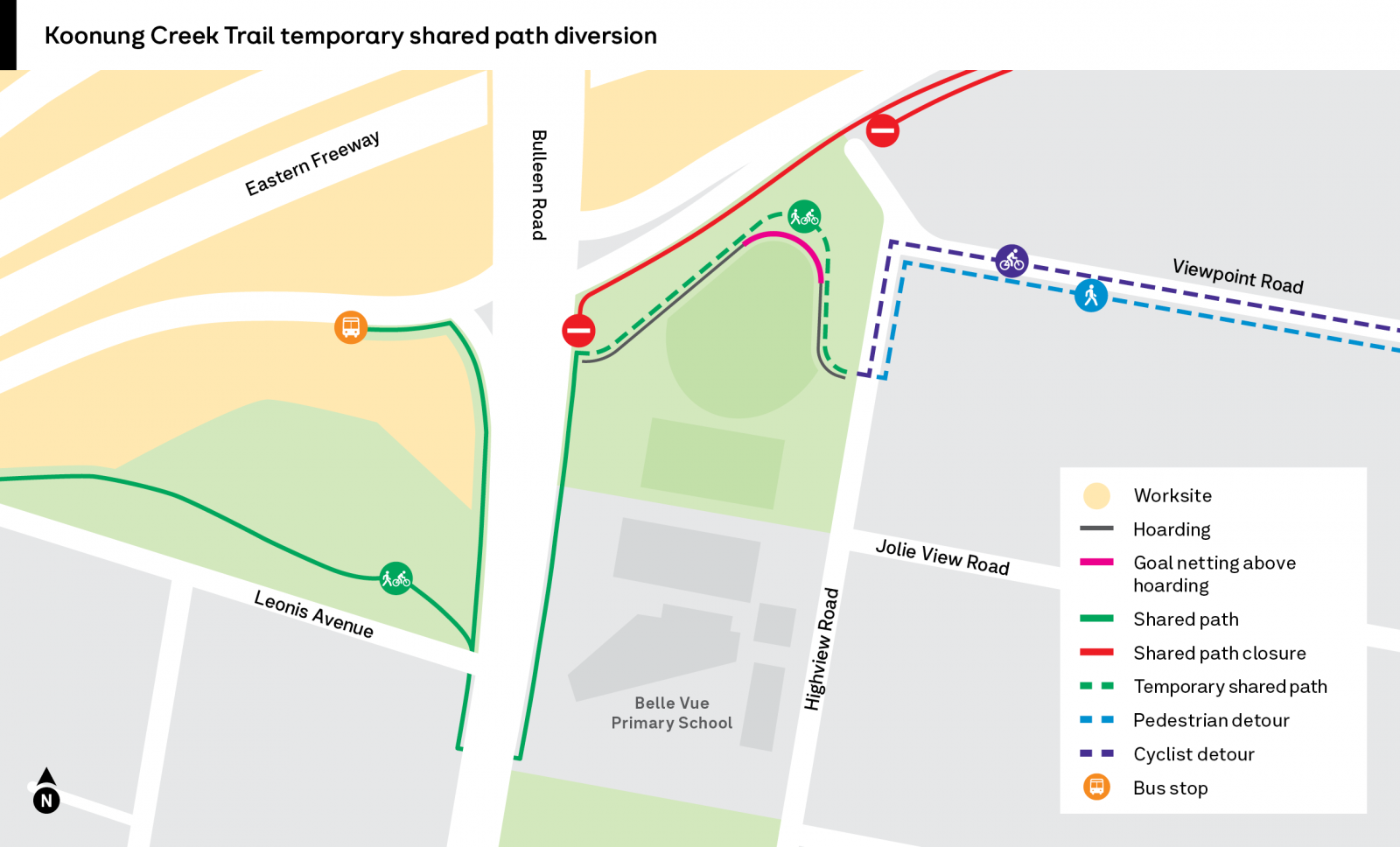 Koonung Creek Trail temporary shared path diversion