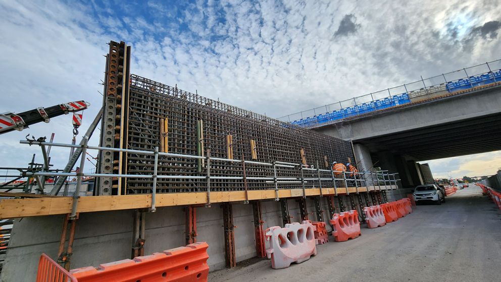 Steel formwork under the Clyde Road bridge