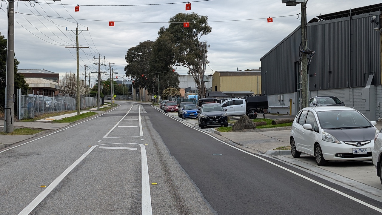 Completed indented parking on Fowler Road