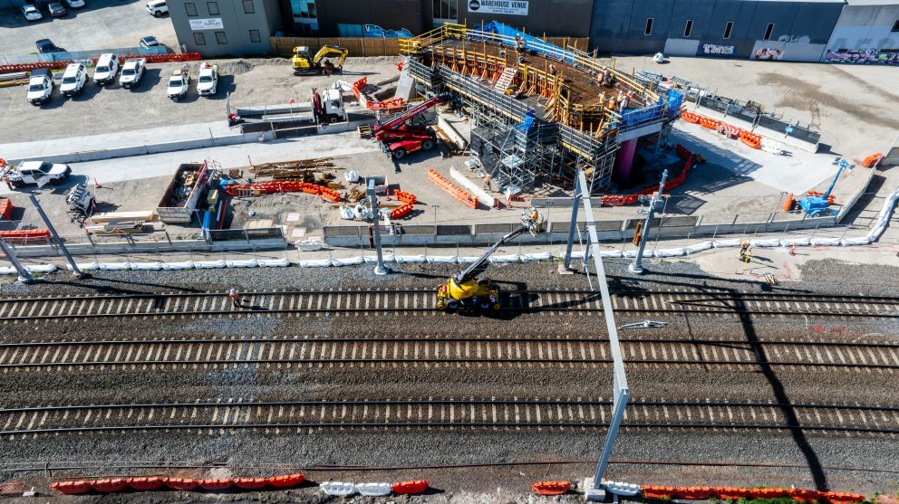 The pedestrian and cycle path near Champion Road is starting to take shape