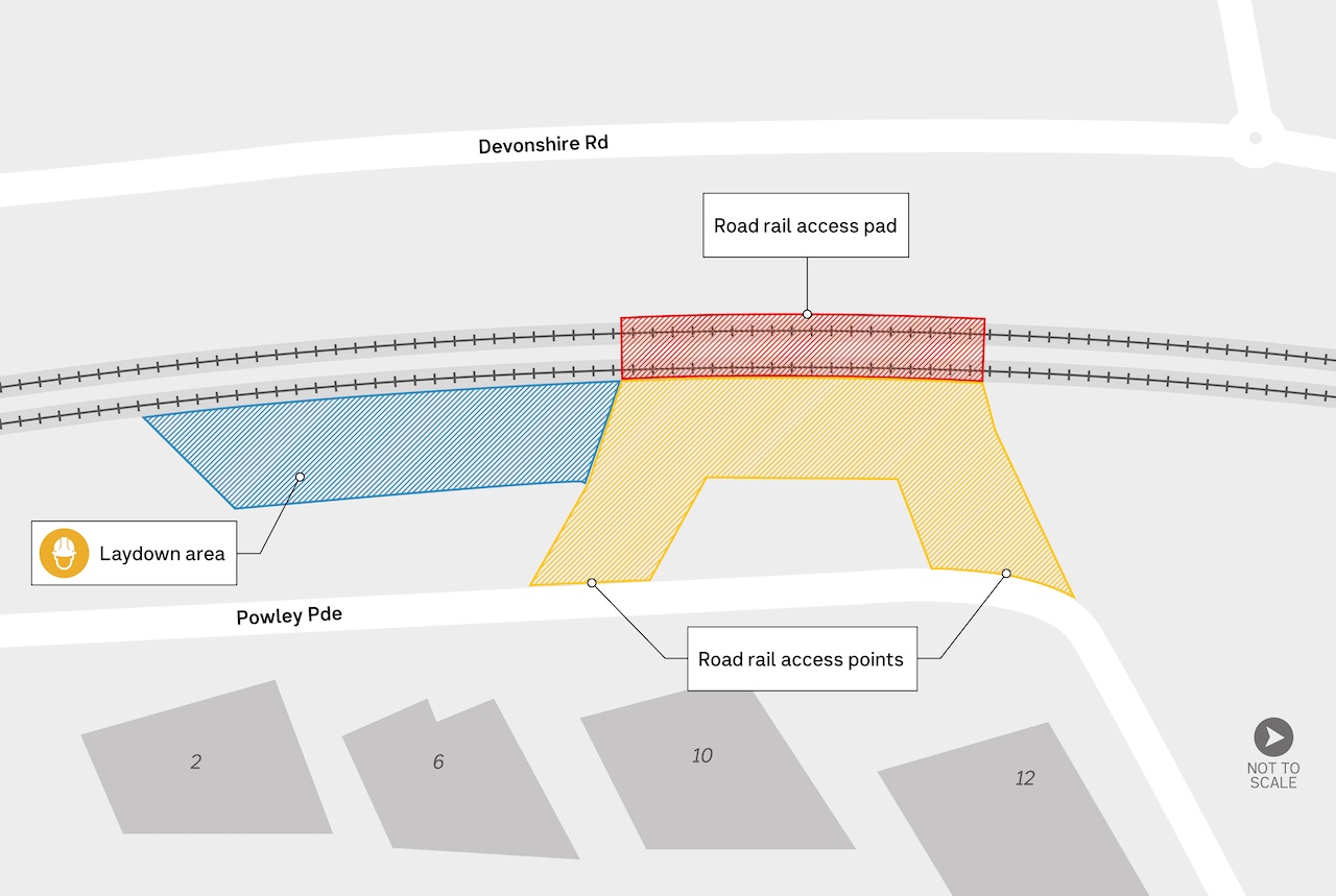 Ruthven Street, Macleod road rail access map