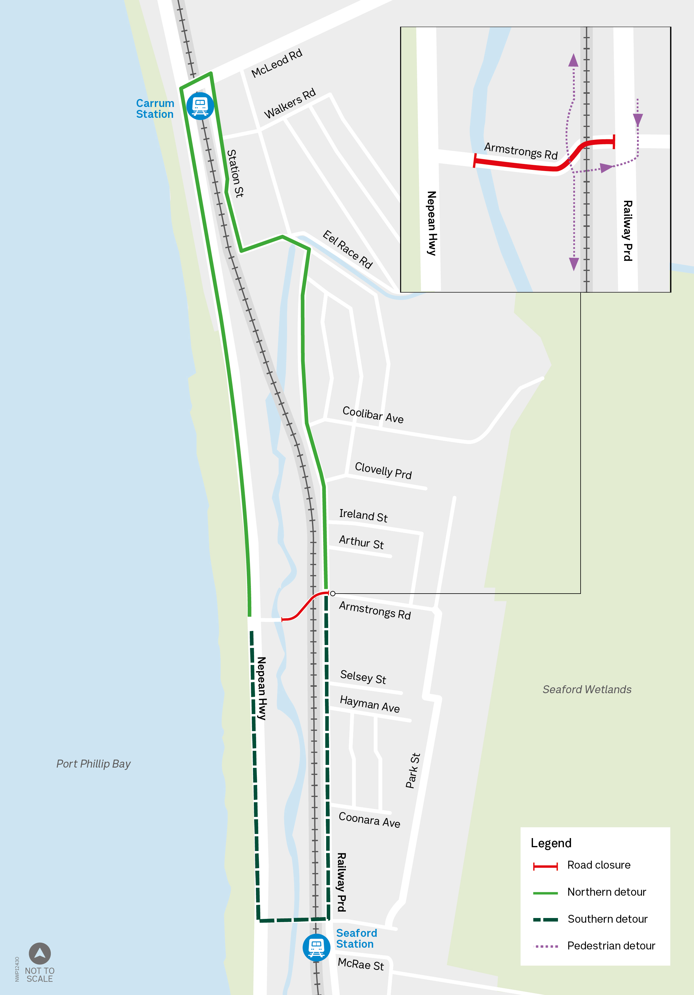 Armstrongs Road Seaford road closure map