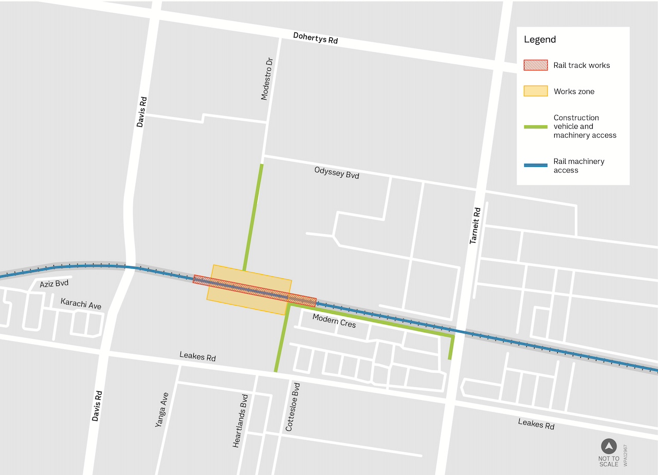 Map showing location of works near Tarneit Station