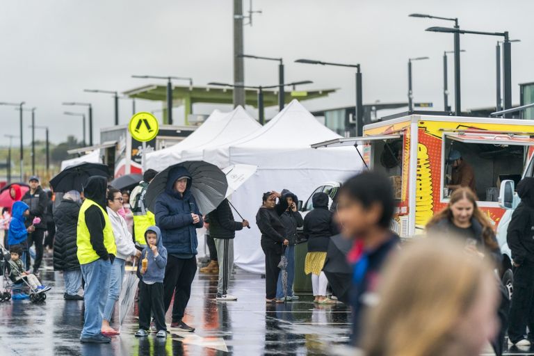Residents visiting the new West Tarneit Station to celebrate opening