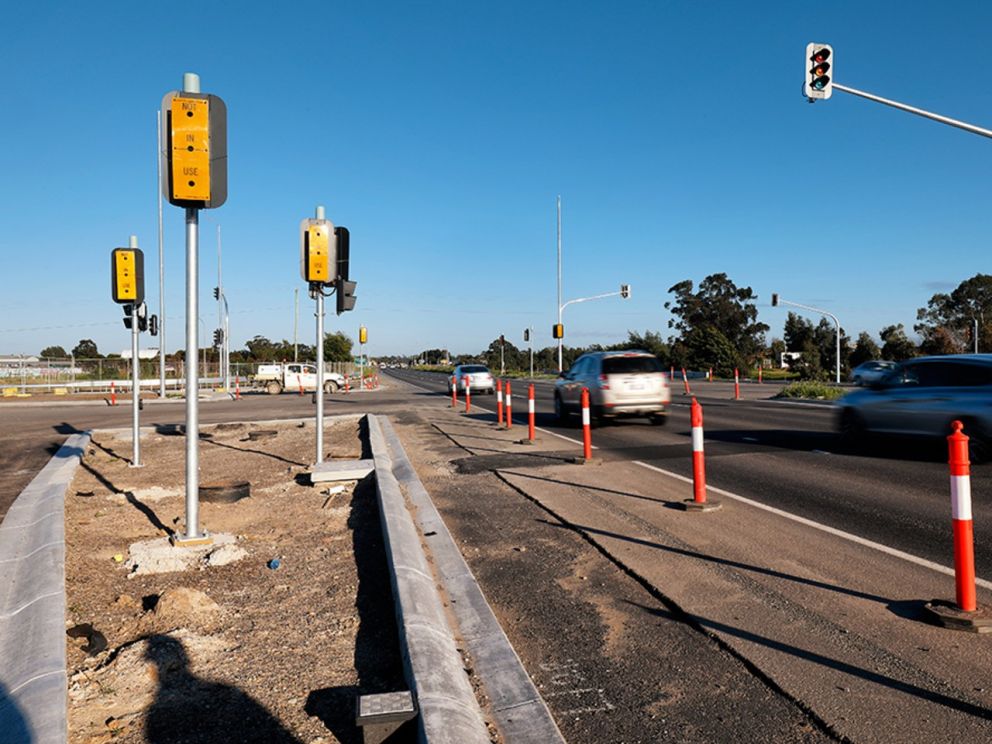 The new intersection connecting the Freeway to the Dingley Bypass