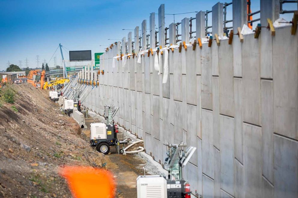 Retaining wall works near the Sydney Road Altona-bound exit ramp