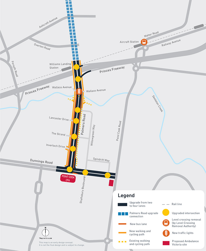 Dunnings and Palmers Roads map