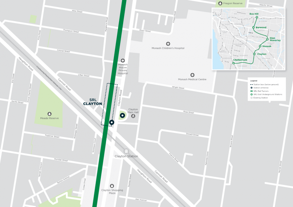 Map: SRL Clayton Station on the corner of Carinish and Clayton roads