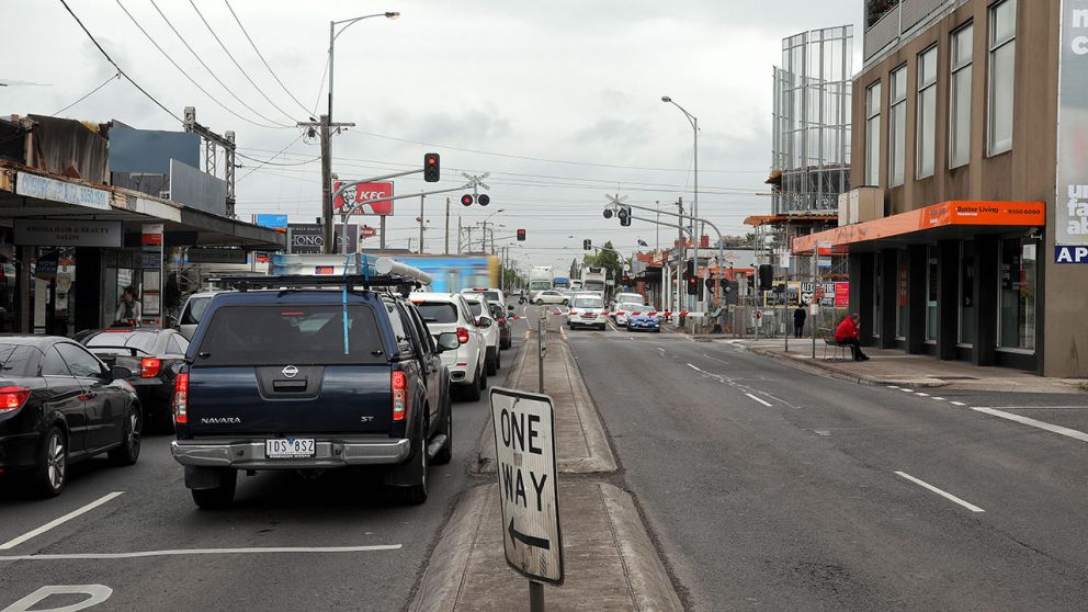 Bell Street level crossing prior to removal works