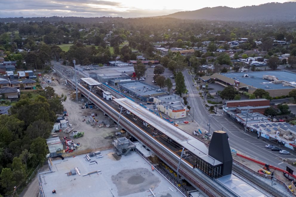 An aerial view of the new Mooroolbark Station.