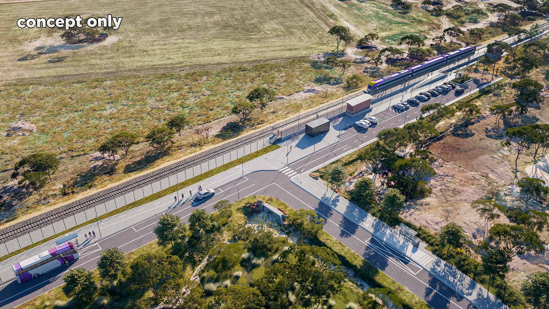 Huntly Station aerial view