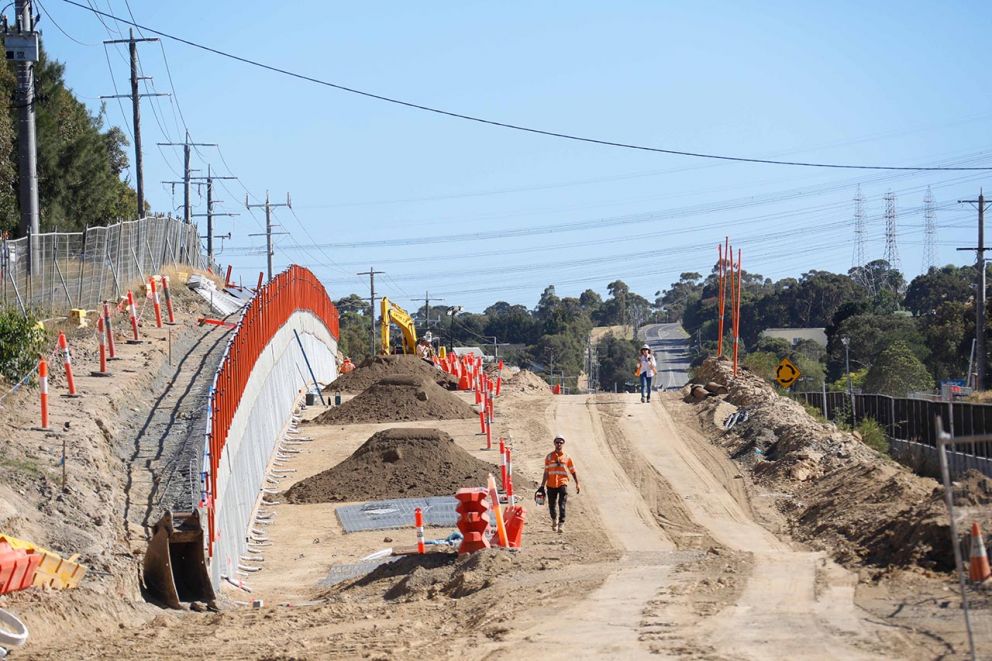 Excavation works to prepare for the soil nail retaining wall