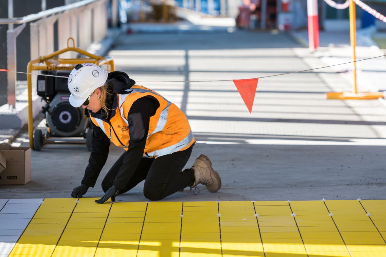 The Level Crossing Removal Project team installed around 11,000 tiles