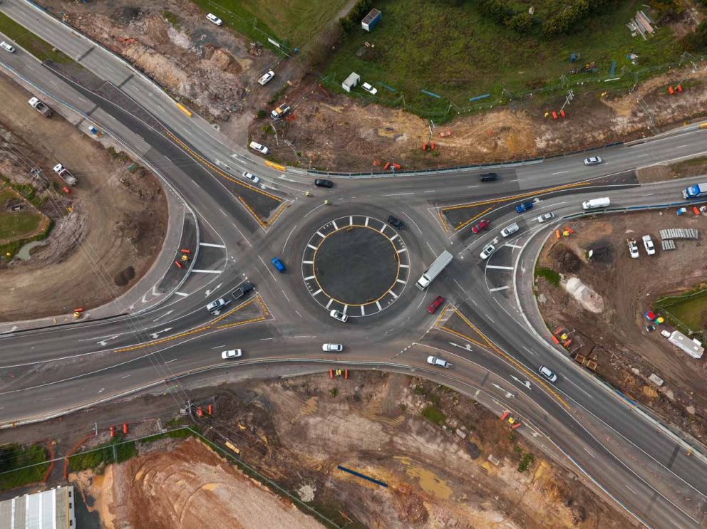 Aerial view of the Cranbourne-Frankston Road intersection