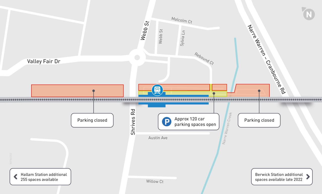 Map showing changes to car parking