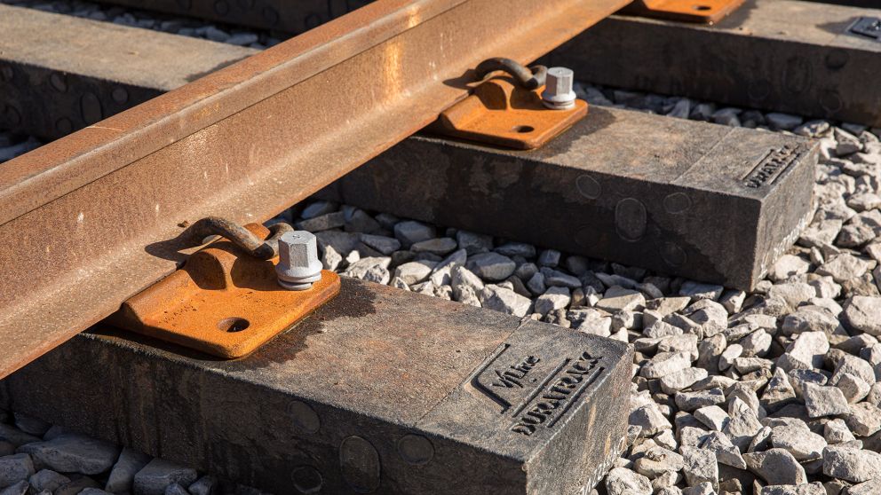 Recycled plastic sleepers being used on the Donald Siding upgrade