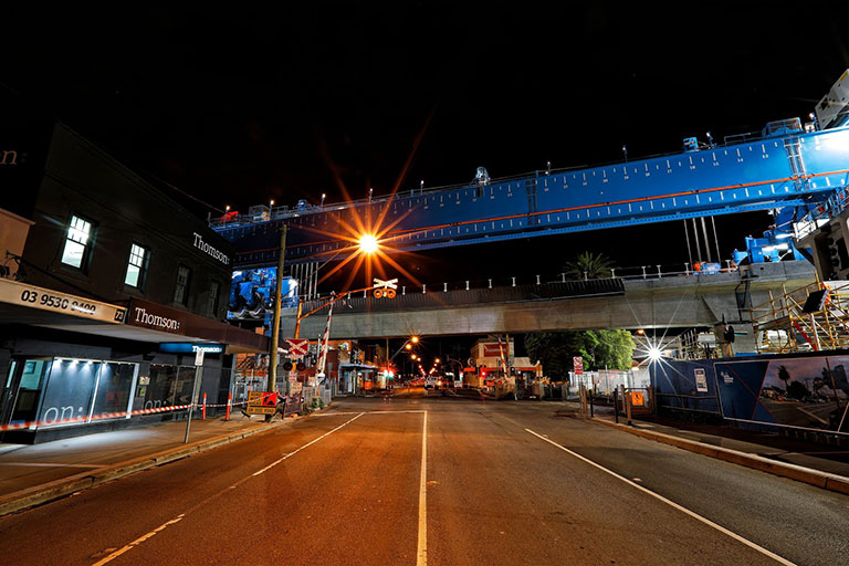 Beam in across Murrumbeena Road