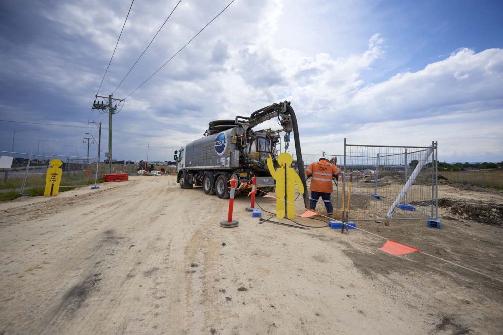 Our NDD trucks checking live services ahead of placing concrete