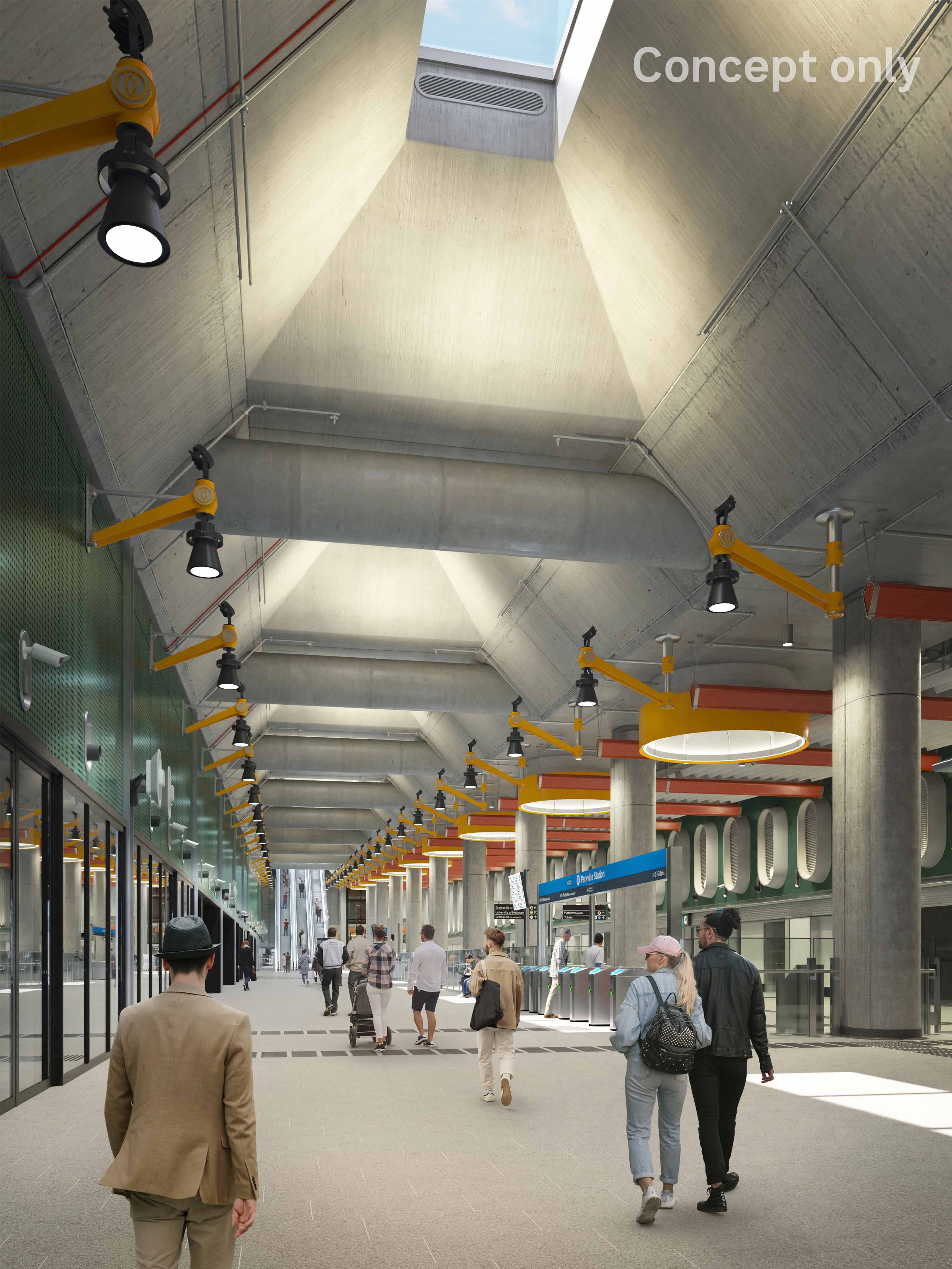 Artist render of the Parkville station concourse
