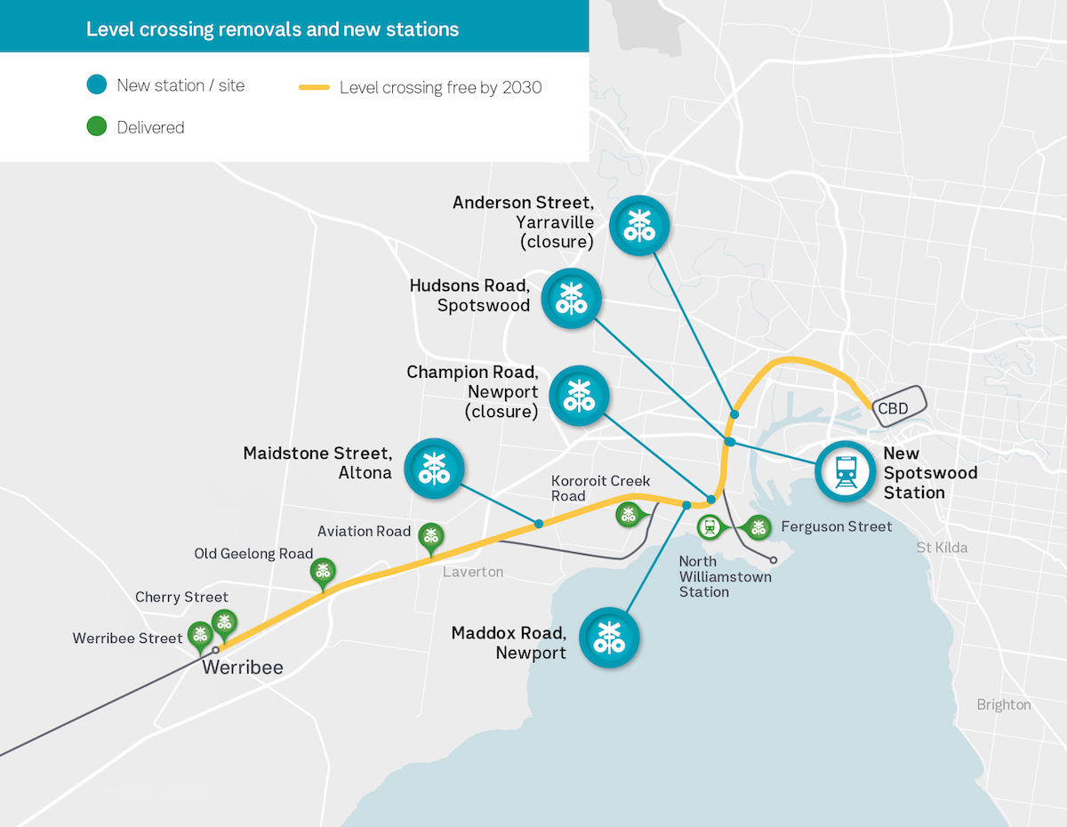 Level crossing removals and new stations in the west.
