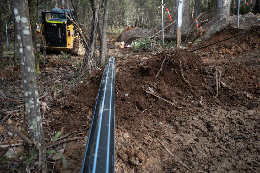 Water pipes being laid to restore temporary water to Bogong Village