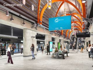 Render of State Library Station underground platform