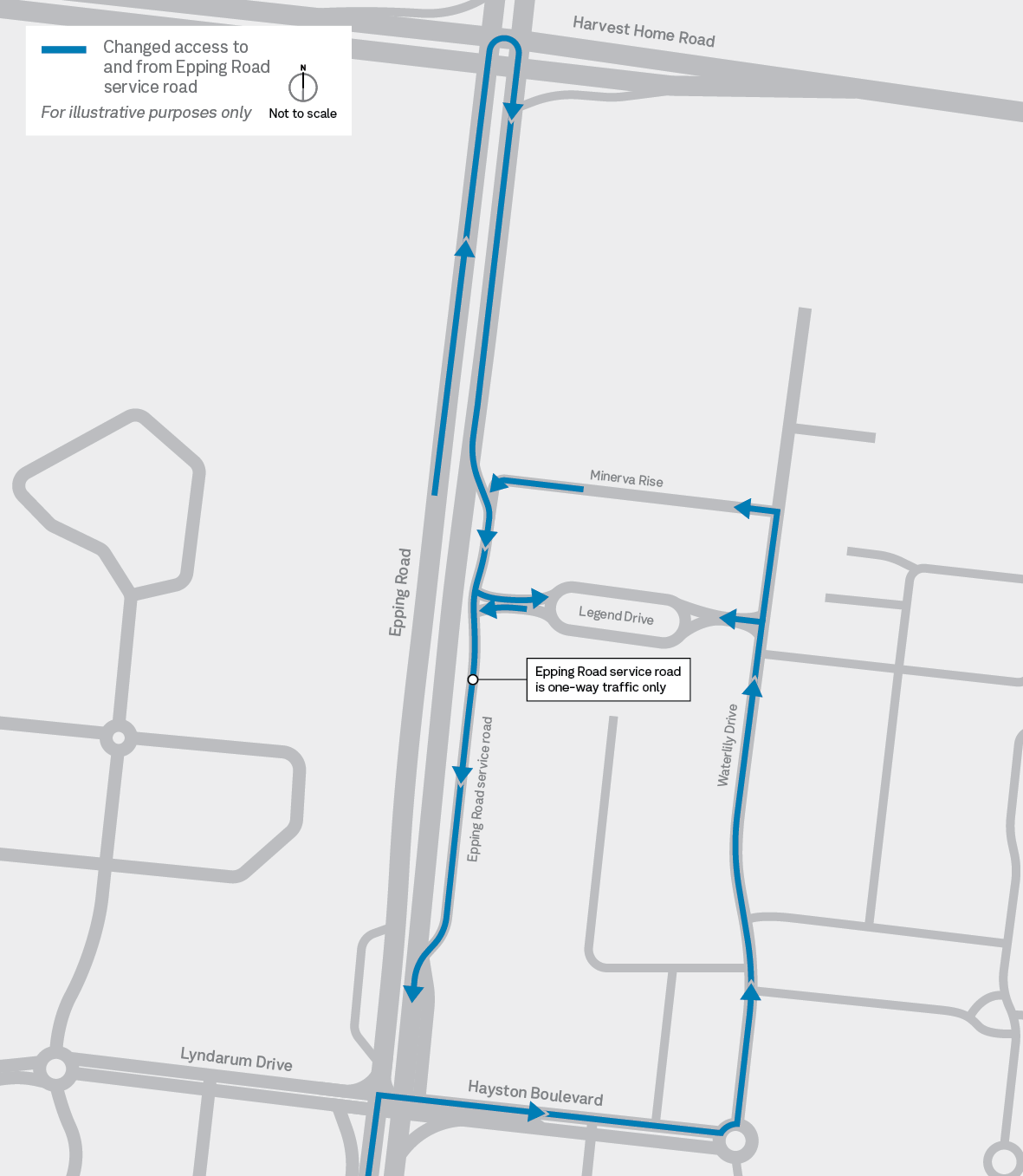Epping Rd Service Rd Access Changes Map