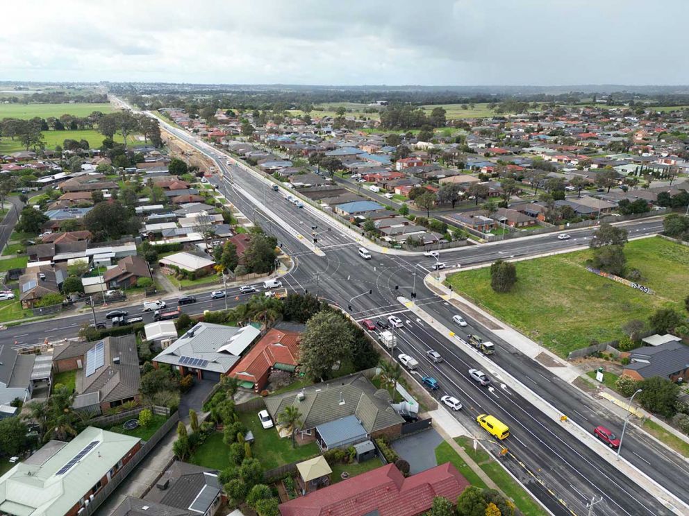 A hovering look at one of the Hall Road Upgrade Team’s pride and joys, the Hall and McCormicks roads intersection