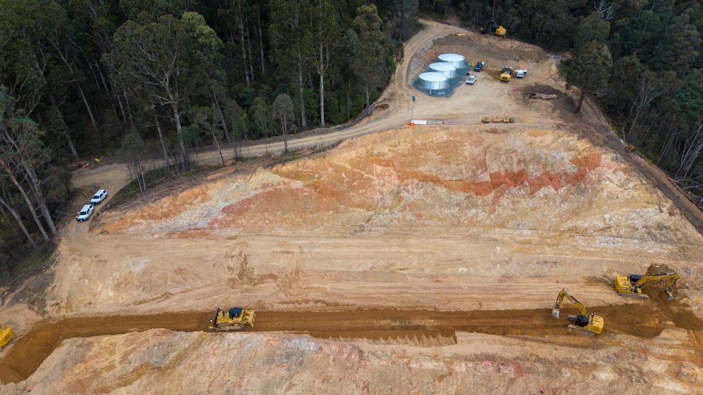 Aerial view of the top of the Bogong landslip