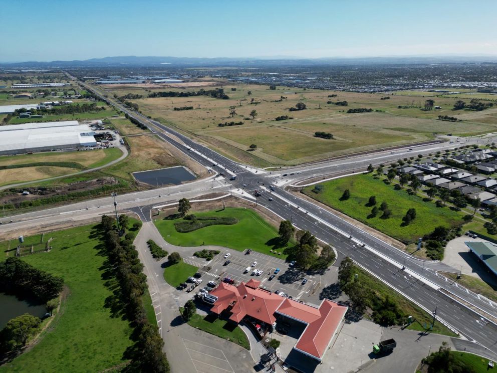 Aerial view of the new signalised intersection