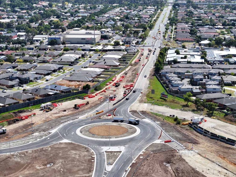 The upgraded ramp and roundabout on McGregor Road open to traffic.