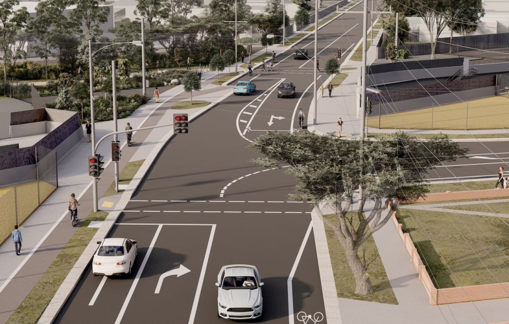 Artist impression of Bedford Road once the level crossing is removed